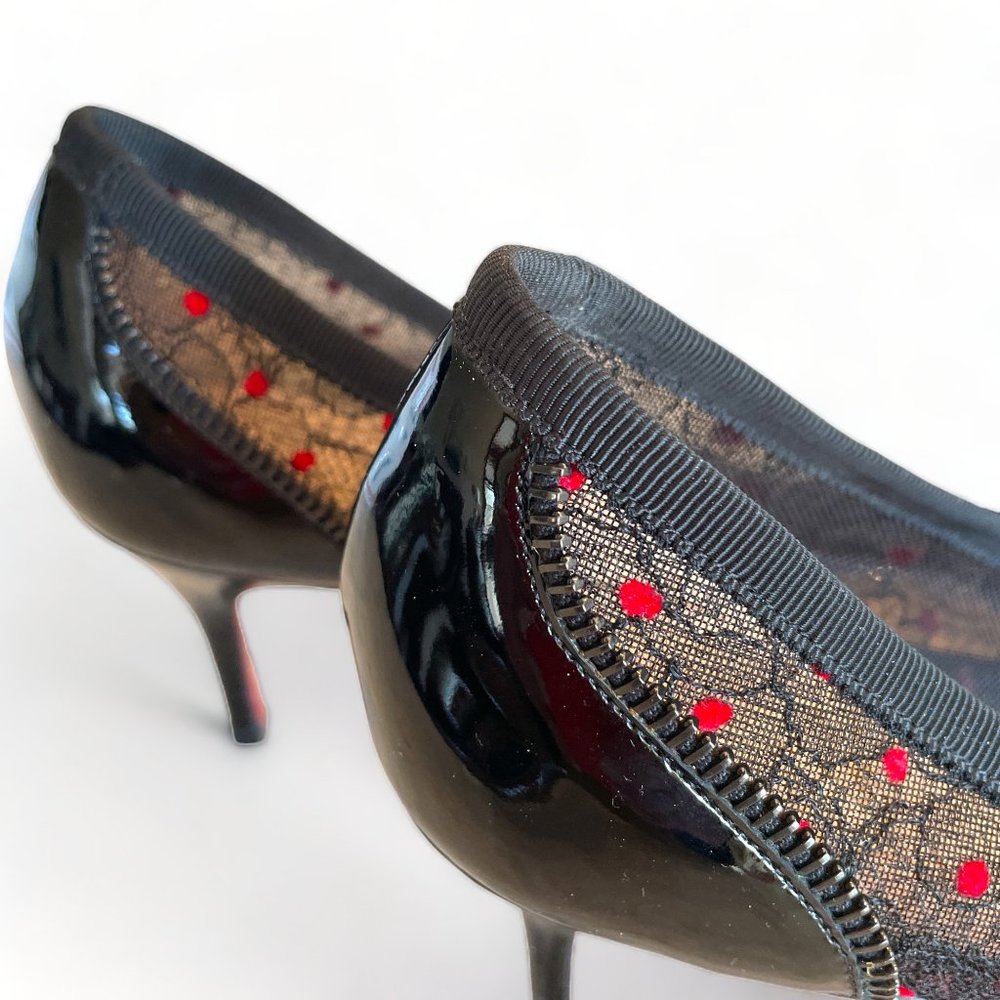Christian Louboutin Heels Souris 70 Lace Black Pointed Kitten Heel Bow Pumps - Picture 8 of 11